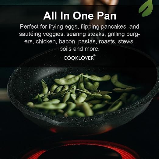 Nonstick Cookware Set Non Toxic 100% PFOA Free Compatible Induction Pots  and Pan