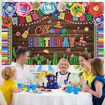 Mexican Happy Birthday Backdrop - Mexican Themed Fiesta Birthday